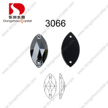 Wholesale 9*18mm Navette Glass Crystal Stones Black Diomand Sew on Stones for Shoes